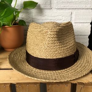 SOLD - Brixton Men Short Brim Straw Fedora Hat X-L